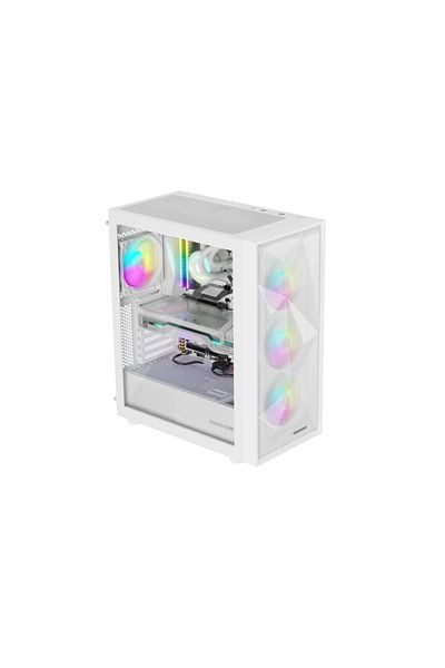 Genesis DIAXID 605 Mid Tower ARGB Case WHITE, Tempered Glass, 7 Expansion Slots, Drive Bays