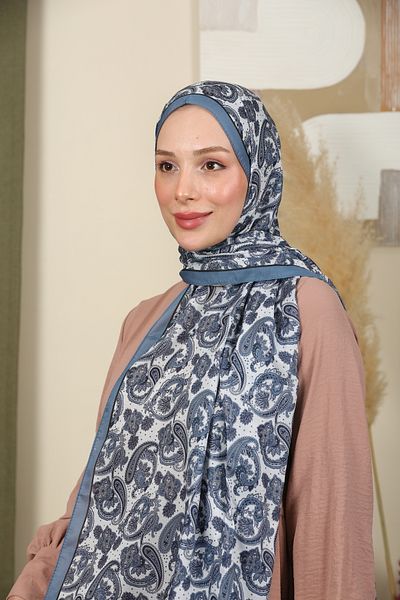 aldyoo Șal din bumbac cu modele etnice din viscoză Indigo