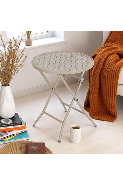 mr-everything Beige metal mesh folding table