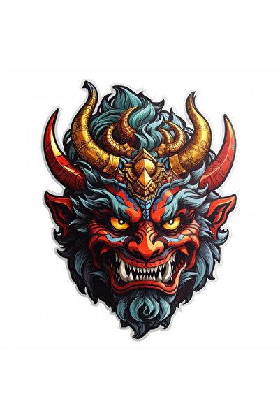 INOVATIX Set de 8 piese, autocolant mască Demon Balam, INOVATIX®. 6 cm