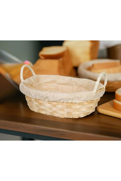 SyaMAG Bread basket with textile material, bamboo, 25 x 20 x 8 cm