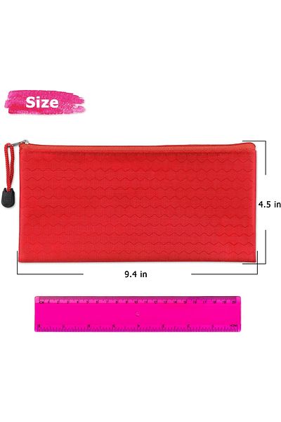 Siriderya Waterproof Oxford Fabric Pencil Bag - A6 Size, Zippered, Multipurpose Organizer Red