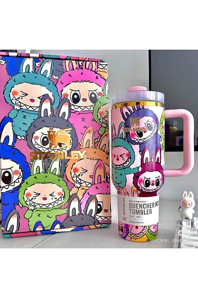 Stanley The Monsters Labubu Macaron Custom Cup & Water Bottle With Straw & Topper NIB