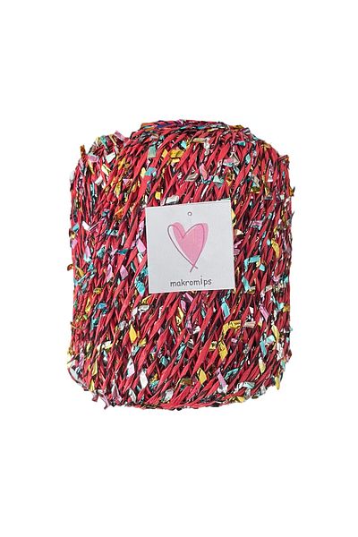 Makromİps Premium metallic confetti paper raffia yarn (50gr/m+-5) glittery shiny evening polyester bag hat knitting yarn