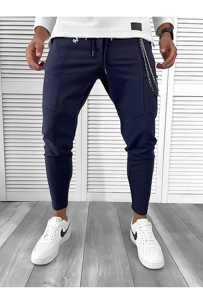 dehaine Men's cotton sweatpants, 12108, navy blue