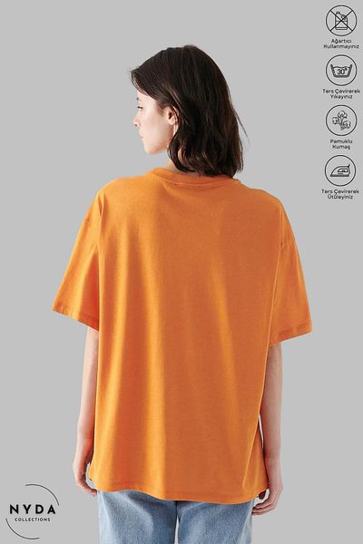 Nyda Collections Women's Crew Neck Sea Creatures Printed Cotton Oversize Short Sleeve T-Shirt