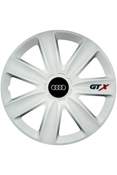 OEM Set de 4 capace de jantă GTX albe R15, compatibile cu Audi