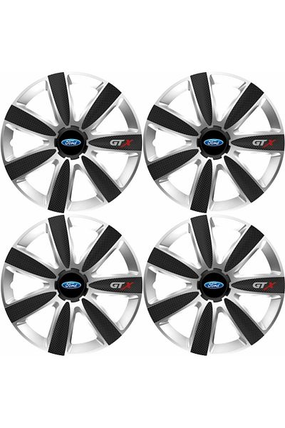 OEM Set de 4 capace pentru jante GTX Carbon Gri-Negru R16, pentru Ford
