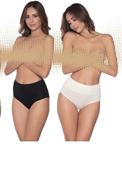 Belinay 3002 Women's High Waist Panties Blackecrupowdermink 4 Pack L