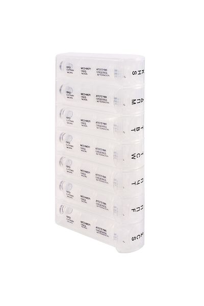 SyaMAG Organizator săptămânal transparent pentru pastile, cu compartimente pentru dimineață/prânz/după-amiază/seară