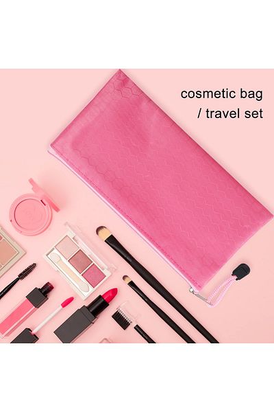Siriderya Waterproof Oxford Fabric Pencil Bag - A6 Size, Zippered, Multipurpose Organizer Dark Pink