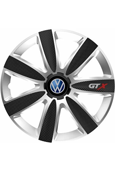 OEM Set de 4 capace de jantă din carbon GTX gri-negru R14, pentru Volkswagen
