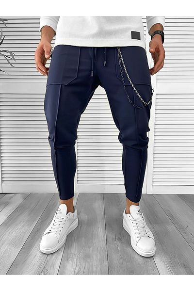 dehaine Men's cotton sweatpants, 10142, navy blue