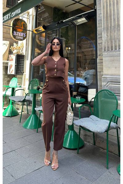 Tulipabutik Snap Fastener Vest Trousers Set
