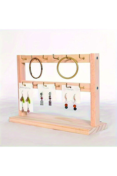 Tiydem Kolye Küpe Bileklik Bilezik Standı, Ahşap Takı Sergileme Standı, 2 Kad...