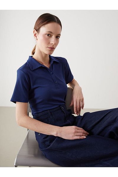 LC Waikiki Polo Neck Textured Women's T-Shirt