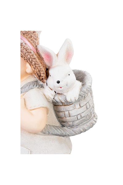 Magic Home Garden decoration, MagicHome, ceramic, boy with bunny, 23.5x18x48 cm