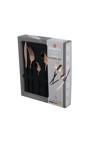 Berlinger Haus 24-piece Cutlery Set, 6 People, Glossy Rose With Matte Black Bh 3073