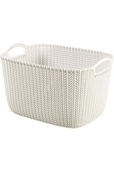 CURVER Laundry Basket, 2 Handles, White, 19 L, 40x30x23 Cm,
