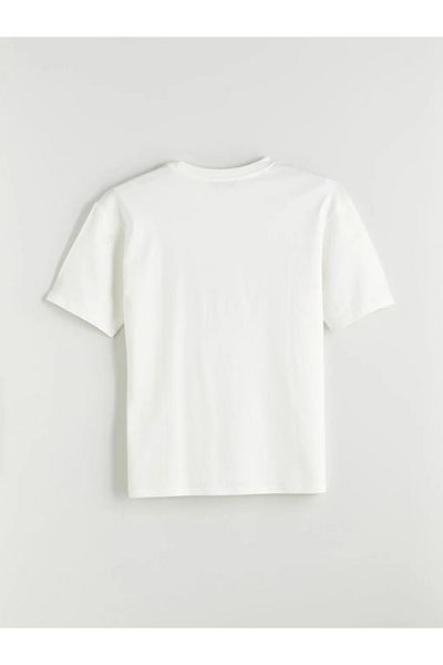 LC Waikiki Lcw Vision Ecru Crew Neck Printed Oversize Women's T-Shirt