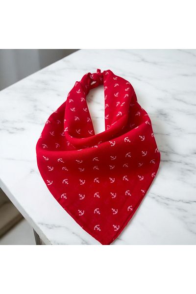 ALS Tasarım Dünyası Red Color Sailor Patterned 100% Cotton Bandana