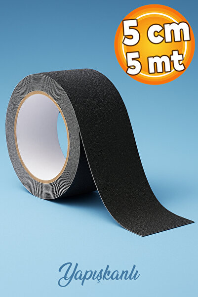 Dünya Magnet 5 Metre Merdiven Zemin Kaydırmaz Bant Yapışkanlı (5 CM X 5 METRE) Kaymaz Bant Siyah