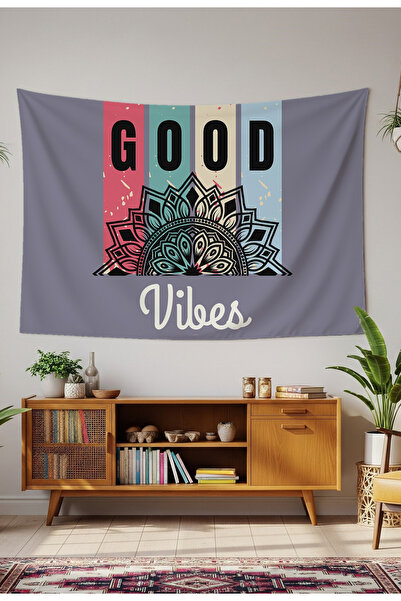 GREENDECOR لوحة جدارية من Mandala Good Vibes، سجادة جدارية، ديكور جداري، نسيج...