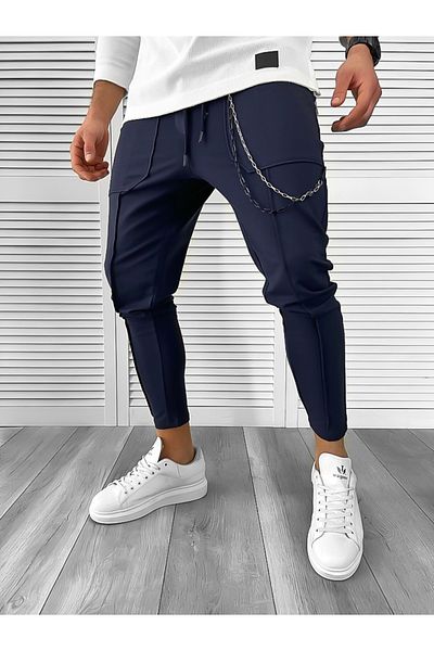dehaine Men's cotton sweatpants, 10142, navy blue