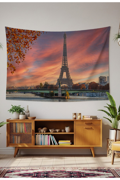 GREENDECOR Paris Eiffel Tower Landscape Wall Cloth Carpet Wall Art Wall Decor...