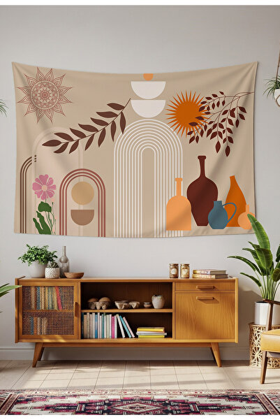 GREENDECOR Mandala Yaprak Çiçek Minimalist Bohem Duvar Örtüsü Halısı Duvar Sa...