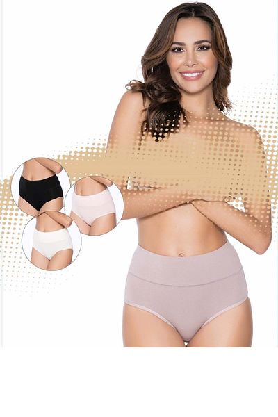 Belinay 3002 Γυναικείο ψηλόμεσο εσώρουχο BlackEcruPowderMink 4 Pack L