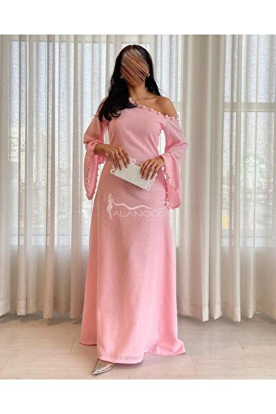 ALANOOD FASHION فستان غرام بلون وردي واسع وانيق