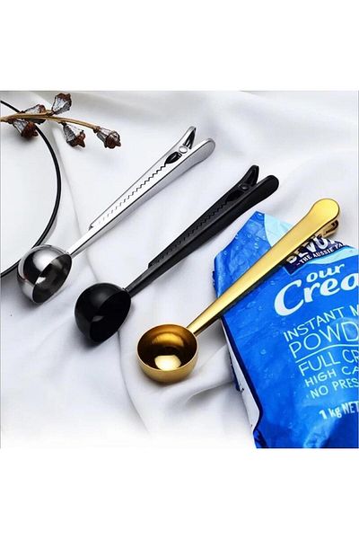 Generic Coffee Spoon with Clip - Gold