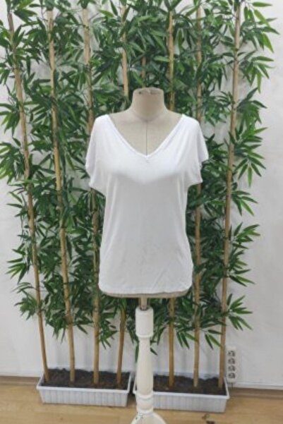 Mossta Μπλούζα από βισκόζη με λεπτομέρεια κορδέλας στην πλάτη - Λευκό