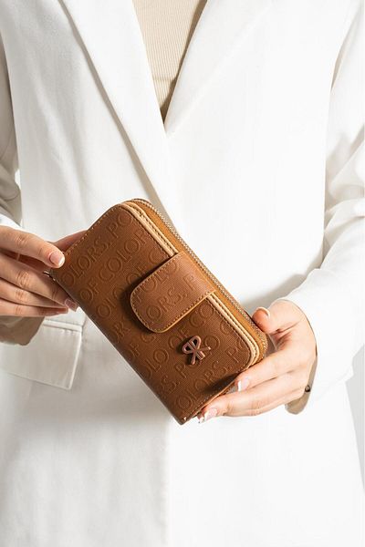 çantamgelsin Polo Of Colors Tan Medium Size Women's Wallet with Coin and Card Compartment