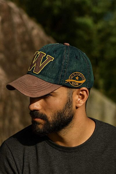 WOHOME Men's Denim Sports Hat – Letter W Embroidery Detail, Adjustable, Outdoor Style