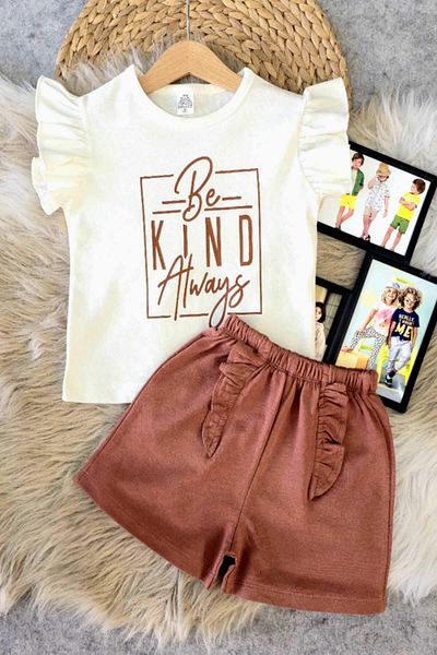krm kerem bebe New Season Ruffled Stylish Girl's Summer Suit