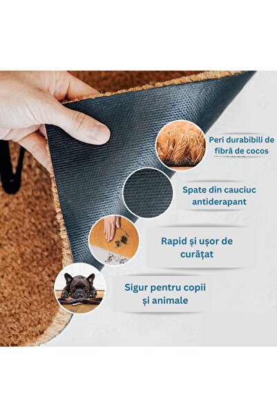 OPTIM DEKO Entrance mat, coconut fiber and non-slip rubber, Deco Hello - 60x40 cm