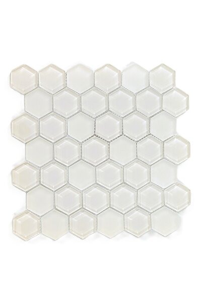 MozaiKristaL Tüm yüzeyler için 48x6mm. Hegzagonal Sıcak Beyaz 30x30cm. Fileli...