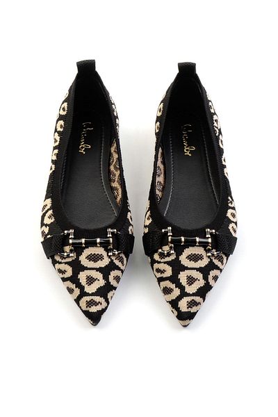 Bambi Black Leopard Women's Ballerina Ballerina K01327058282