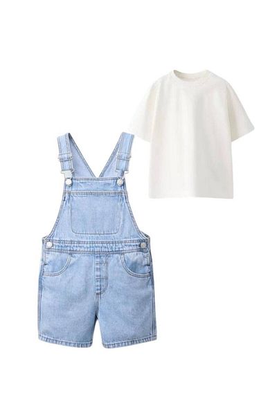 MİO Set de tricouri unisex pentru copii din denim Salopet - stil sport de vară