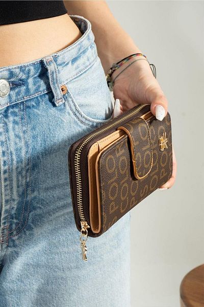 çantamgelsin Polo Of Colors Brown Brown Medium Size Women's Wallet with Coin and Card Compartment