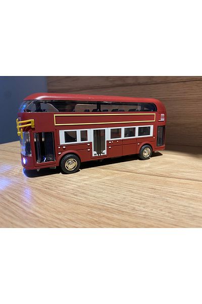 liss çarşı Classic Double Deck Bus Metal Sound Light Doors Open and Pull Drop 100% Giant Bus