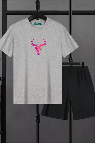 SevMode Σετ μπλουζάκι με στάμπα ελαφιού Unisex