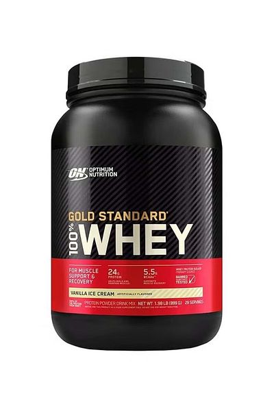 Optimum Nutrition Gold Standard 100% Whey Protein Powder - Vanilla Ice Cream, 2 lbs, 29 Servings (899 g)