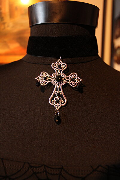 Mournbelle Gotik Twilight Crucifix Haçlı Choker Kolye