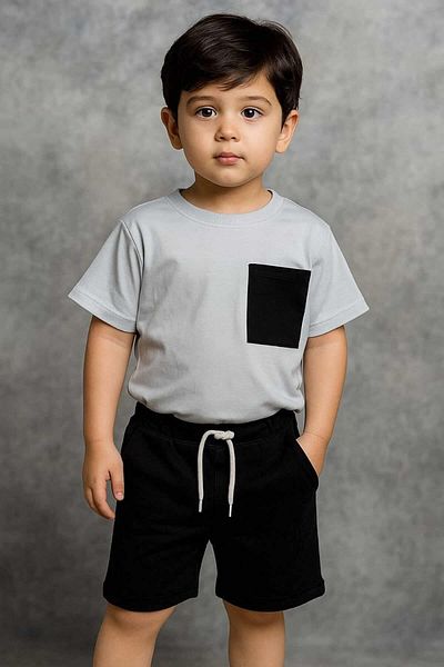 krm kerem bebe New Season Black Pocket Shorts Boys Summer Suit