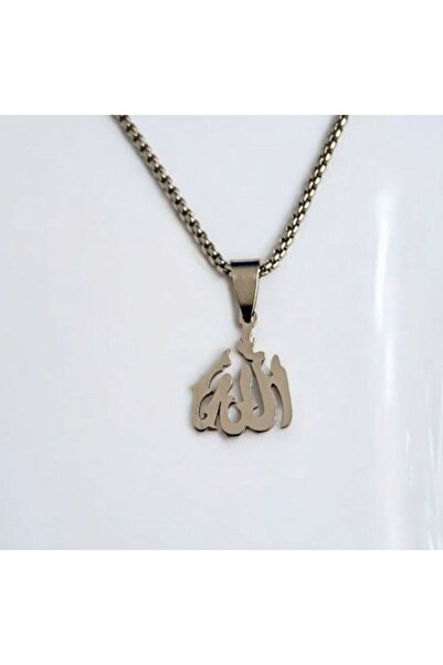 AKSESUARIM ALLAH Yazılı Çelik Kolye Ucu