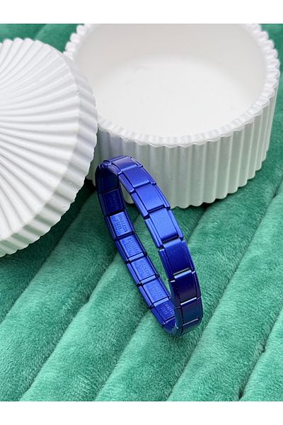 ilvesa shop Italian Charm Steel Bracelet Navy Blue Color