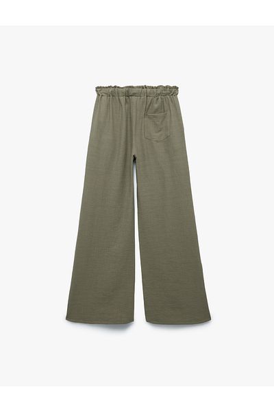 Koton New Season Koton X Sima Tarkan - Flowy Linen Blended Wide Leg Muslin Trousers